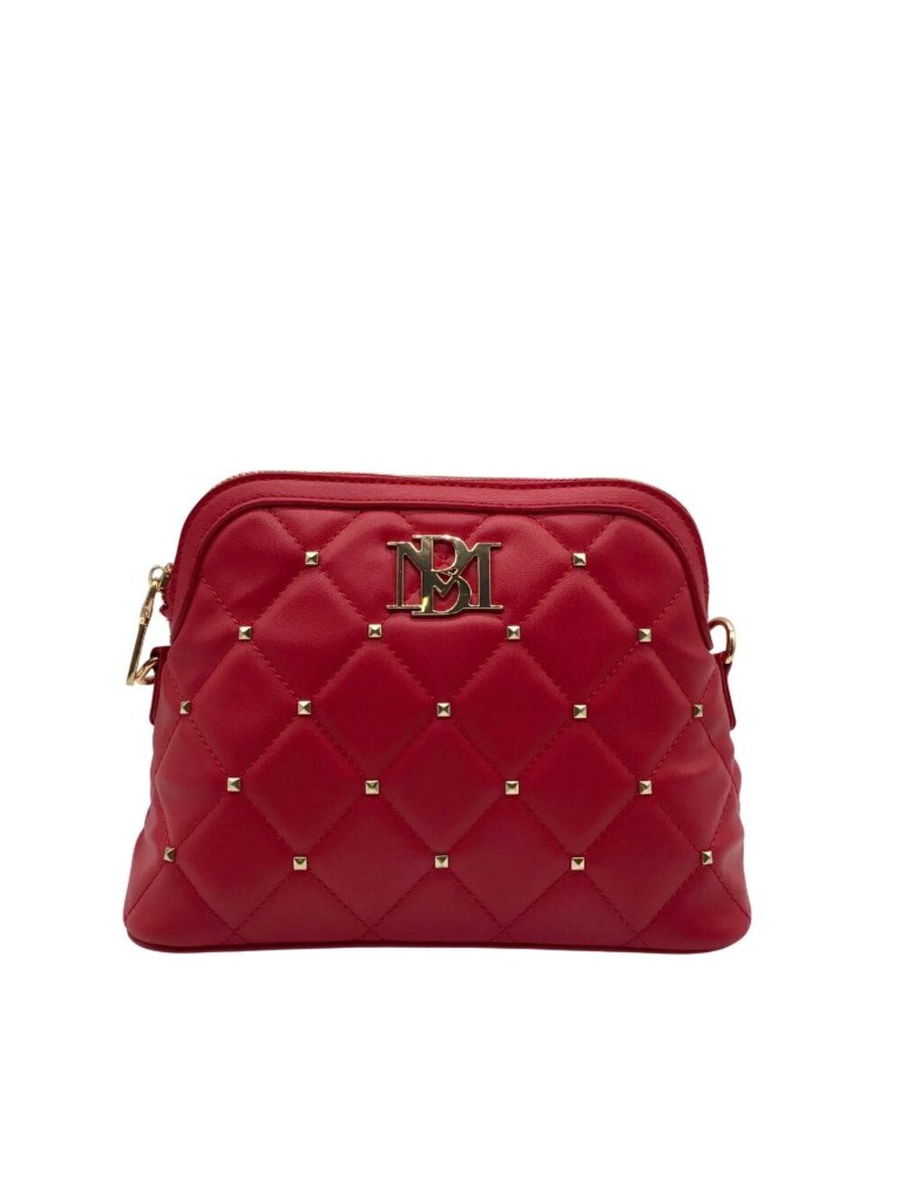 Badgley Mischka Red Quilted Diamond Faux Leather Crossbody